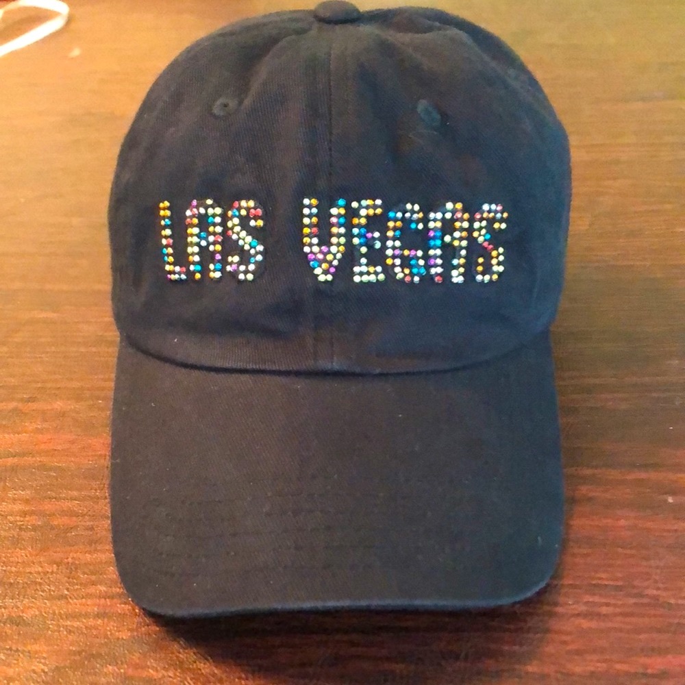 Las Vegas Black Ball Cap with Sparkly Multicolored Letters; So Cute! NWOT